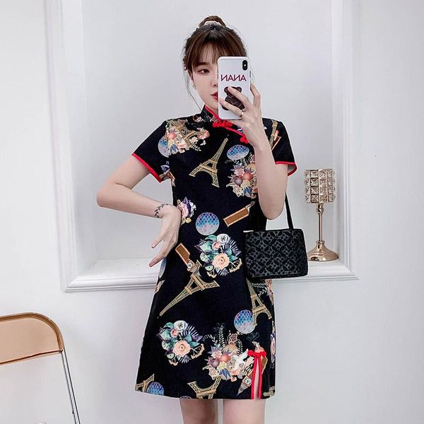 summer dress retro chinese style printing improved large size fat cheongsam show thin elegant short-sleeved woman ethnic clothing, Red
summer dress retro chinese style printing improved large size fat cheongsam show thin elegant short-sleeved woman ethnic clothing, Red