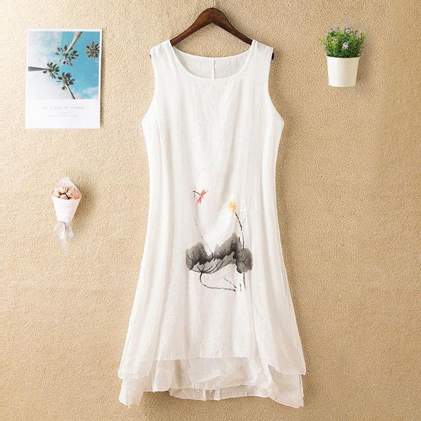 women 2021 summer fashion long printing vest vestidos female cotton linen sleeveless dress ladies loose bottoming dresses l10 casual, Black;gray
women 2021 summer fashion long printing vest vestidos female cotton linen sleeveless dress ladies loose bottoming dresses l10 casual, Black;gray