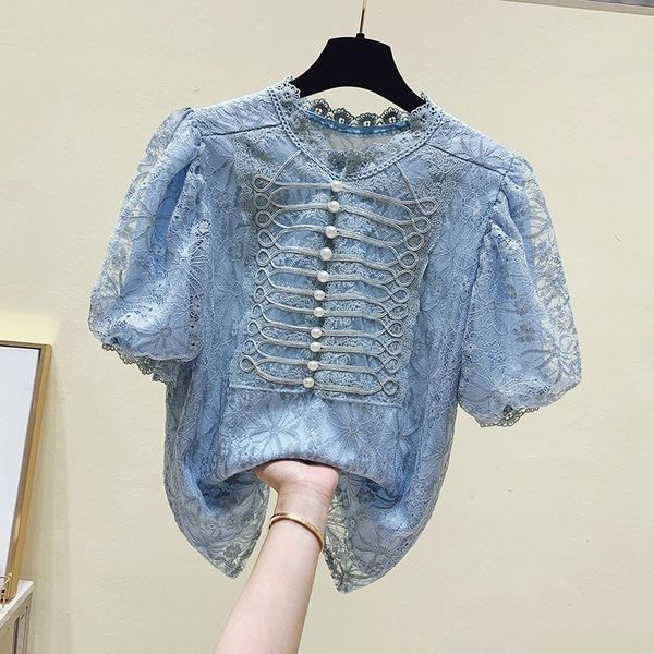 women's blouses & shirts short-sleeve lace blouse 2021 elegant beaded women shirt summer sweet korean crochet, White
women's blouses & shirts short-sleeve lace blouse 2021 elegant beaded women shirt summer sweet korean crochet, White