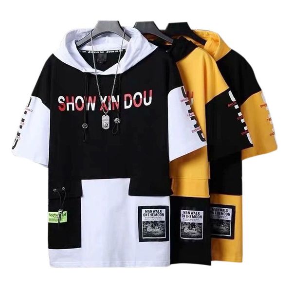 men's t-shirts hooded korean fashion short sleeve t shirts men streetwear harajuku gothic pullover hip hop sweatshirt casual top, White;black
men's t-shirts hooded korean fashion short sleeve t shirts men streetwear harajuku gothic pullover hip hop sweatshirt casual top, White;black