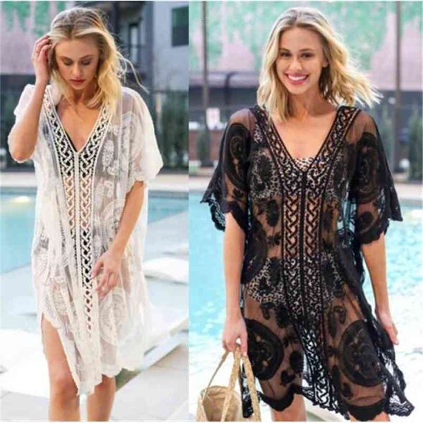 women's swimwear lace embroidery beach pareo wear swim suit cover up playa tunics for tunic women hollow cover-ups bzn6, White;black
women's swimwear lace embroidery beach pareo wear swim suit cover up playa tunics for tunic women hollow cover-ups bzn6, White;black