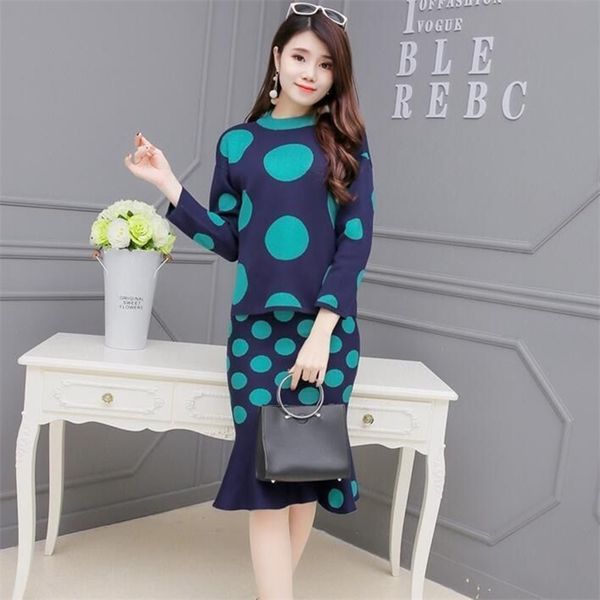 fashion polka dot knitted two-piece skirt suits women pullovers and high waist fishtail korean style sets female 210522, White
fashion polka dot knitted two-piece skirt suits women pullovers and high waist fishtail korean style sets female 210522, White