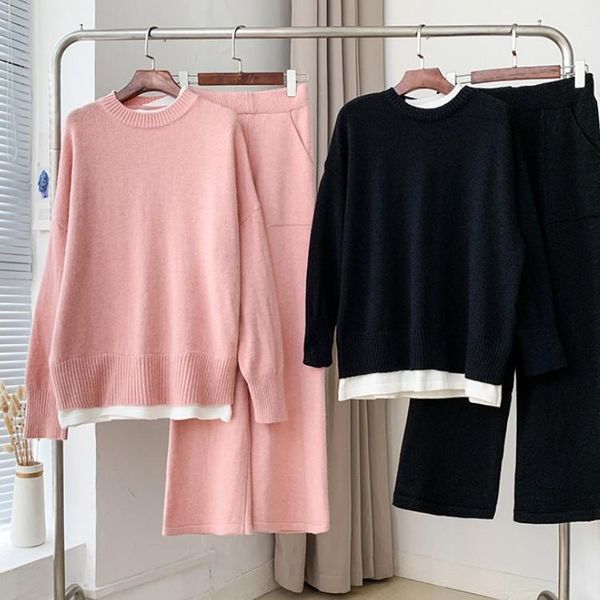 women's two piece pants set 2021 autumn winter woolen and cashmere knitted warm suit o-neck sweater + wide leg 2 outfits for women, White
women's two piece pants set 2021 autumn winter woolen and cashmere knitted warm suit o-neck sweater + wide leg 2 outfits for women, White