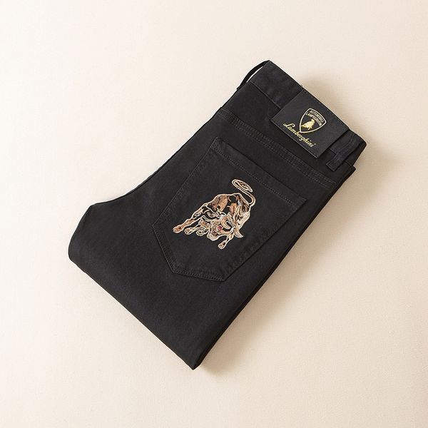 fashion jeans men's taurus embroidery 2021 spring and summer black stretch pants, Blue
fashion jeans men's taurus embroidery 2021 spring and summer black stretch pants, Blue