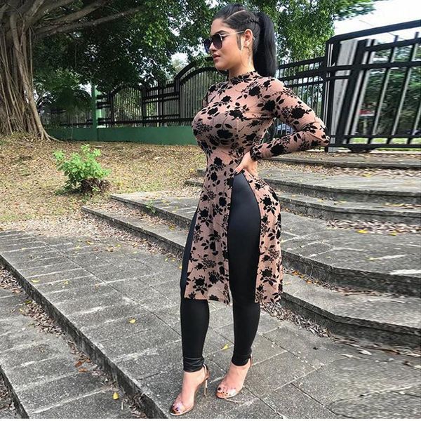 women side split t shirt fashion floral pinting tight tshirt long sleeve ladies streetwear camiseta mujer bigsweety women's t-shirt, White
women side split t shirt fashion floral pinting tight tshirt long sleeve ladies streetwear camiseta mujer bigsweety women's t-shirt, White