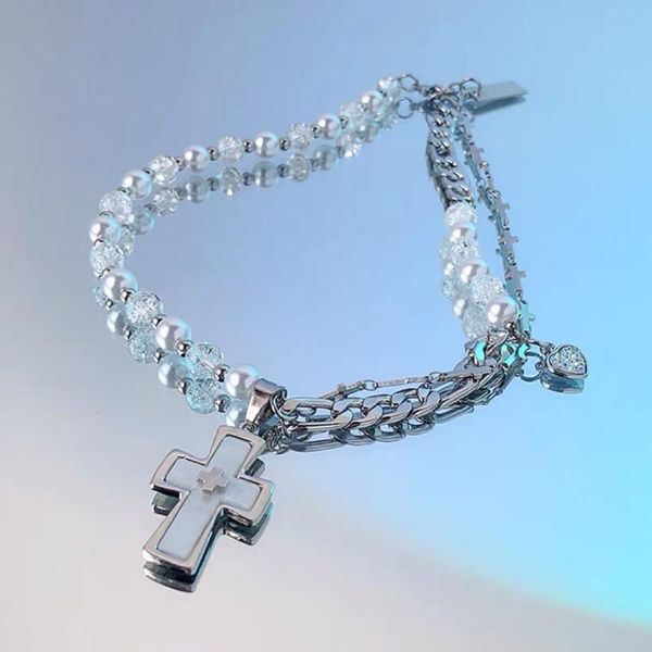 pendant necklaces exquisite punk metal cross for women anniversary fashion hip hop crystal pearl beads chains religious jewelry, Silver
pendant necklaces exquisite punk metal cross for women anniversary fashion hip hop crystal pearl beads chains religious jewelry, Silver
