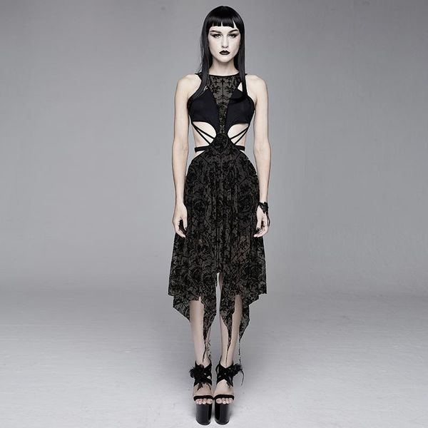 d. f gothic women dress summer sleeveless black revealing waist one piece party casual dresses, Black;gray
d. f gothic women dress summer sleeveless black revealing waist one piece party casual dresses, Black;gray
