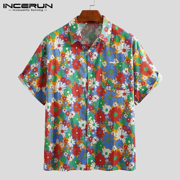 men's casual shirts incerun summer men hawaiian shirt short sleeve flower printed loose streetwear beach cotton vacation 2021 chemise, White;black
men's casual shirts incerun summer men hawaiian shirt short sleeve flower printed loose streetwear beach cotton vacation 2021 chemise, White;black