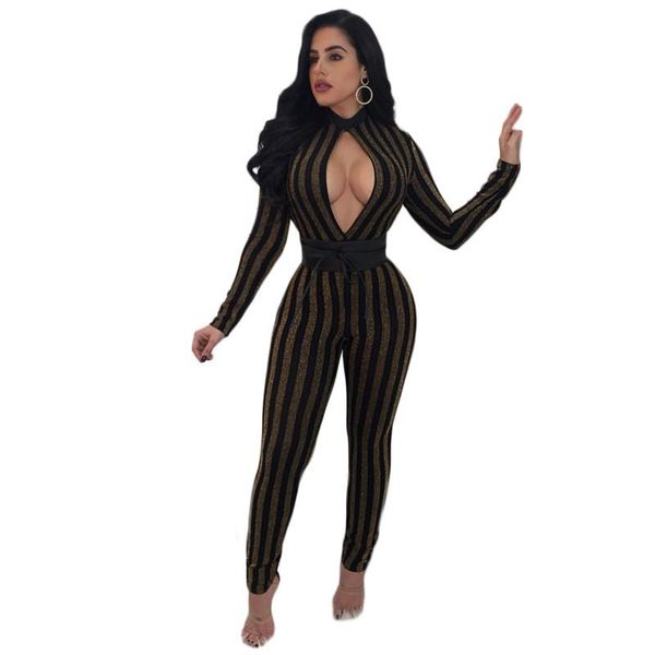 women's jumpsuits & rompers autumn hollow out 2021 bodycon jumpsuit women shiny gold vertical striped skinny casual long sleeve bodysui, Black;white
women's jumpsuits & rompers autumn hollow out 2021 bodycon jumpsuit women shiny gold vertical striped skinny casual long sleeve bodysui, Black;white