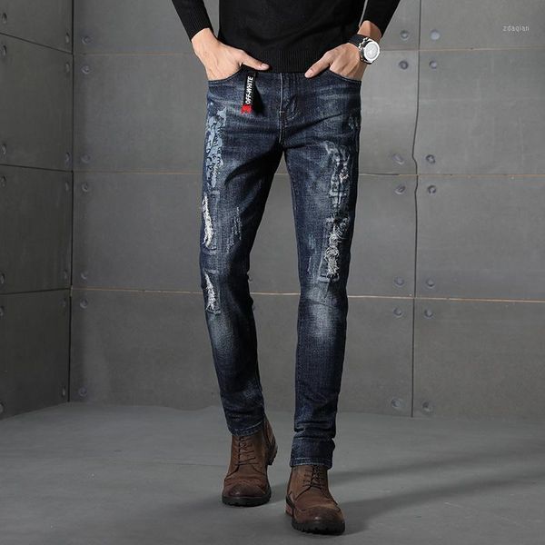 age season men jeans embroidered patterns youth casual elastic logo foot height of pants men's, Blue
age season men jeans embroidered patterns youth casual elastic logo foot height of pants men's, Blue