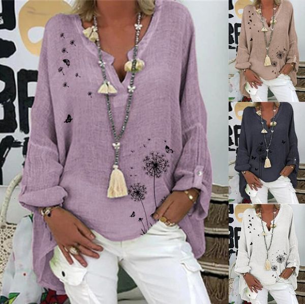 women's blouses & shirts plus size fashion cotton linen print blouse shirt loose v-neck casual autumn ladies female women long sleeve b, White
women's blouses & shirts plus size fashion cotton linen print blouse shirt loose v-neck casual autumn ladies female women long sleeve b, White