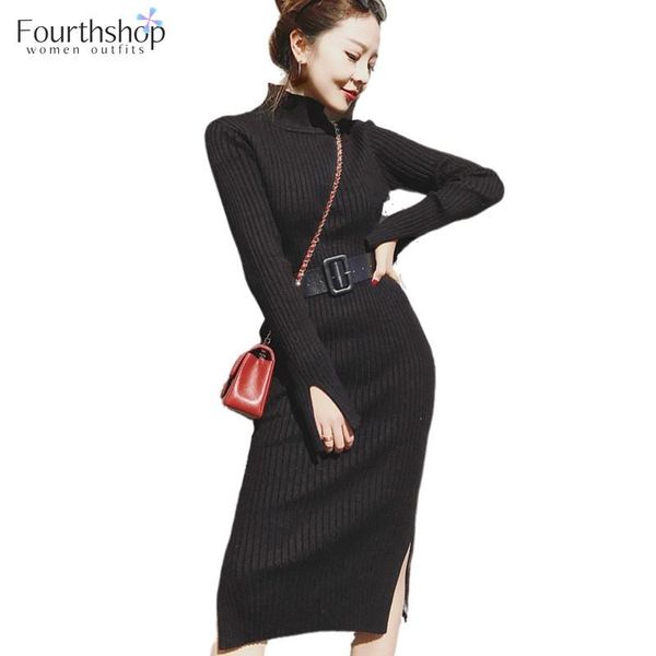 casual dresses fashion 2021 autumn winter knitted sweater dress long sleeved women bodycon bandage female plus size vestidos, Black;gray 
casual dresses fashion 2021 autumn winter knitted sweater dress long sleeved women bodycon bandage female plus size vestidos, Black;gray