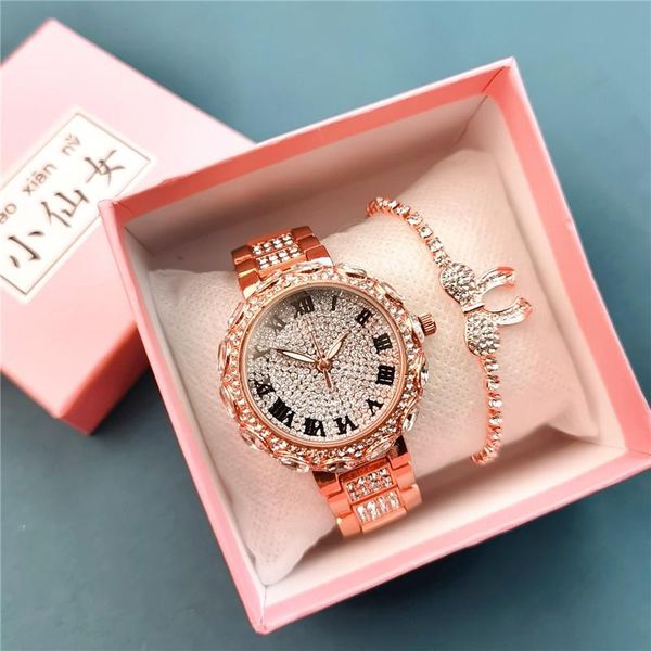 wristwatches women quartz bracelet gift box set diamond drill fashion large dial steel belt watch girl, Slivery;brown
wristwatches women quartz bracelet gift box set diamond drill fashion large dial steel belt watch girl, Slivery;brown