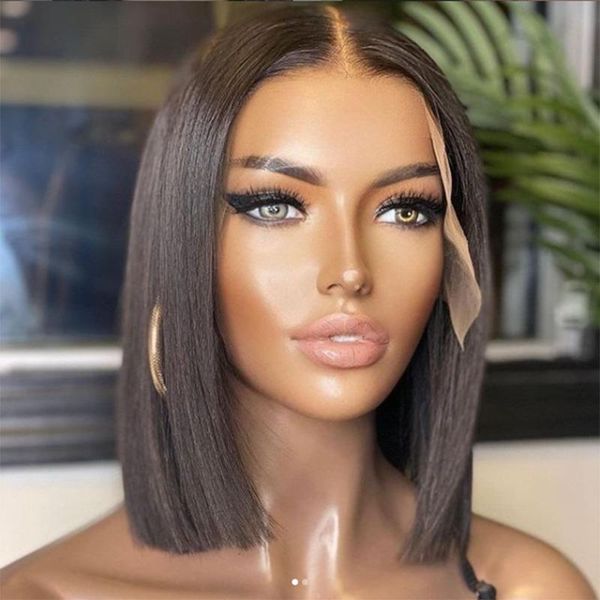 synthetic wigs bob straight lace front heat resistant fiber hair for women high density middle part daily wig, Black
synthetic wigs bob straight lace front heat resistant fiber hair for women high density middle part daily wig, Black