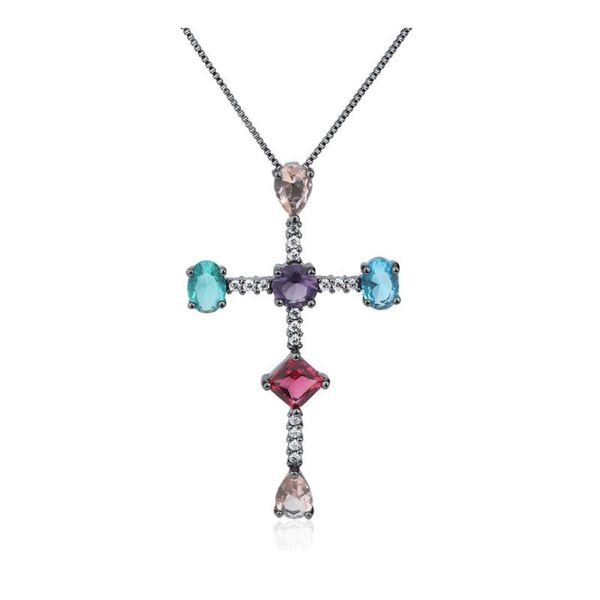 pendant necklaces women handcrafted jewelry pave colorful zircon black retro cross necklace, Silver
pendant necklaces women handcrafted jewelry pave colorful zircon black retro cross necklace, Silver