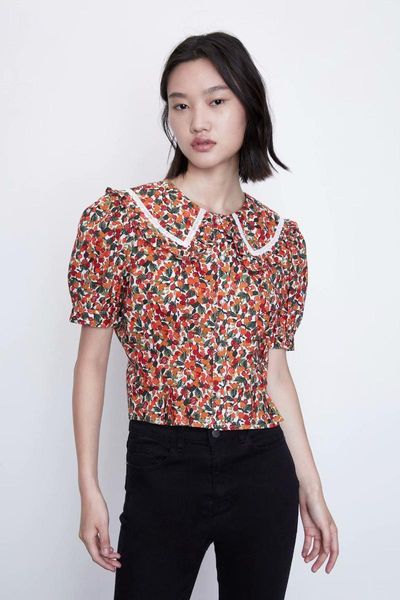 summer floral ruffled collar short blouse shirt goth zaraing-style vadiming sheining women lfd9607 women's blouses & shirts, White
summer floral ruffled collar short blouse shirt goth zaraing-style vadiming sheining women lfd9607 women's blouses & shirts, White