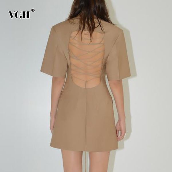 vgh cross bandage dress for women notched short sleeve high waist backless mini dresses female fashion new clothing summer 210421, Black;gray
vgh cross bandage dress for women notched short sleeve high waist backless mini dresses female fashion new clothing summer 210421, Black;gray