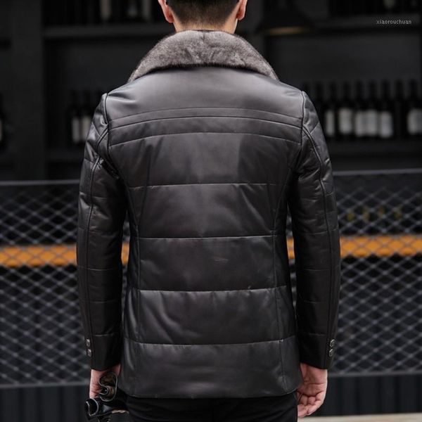 men's leather & faux winter mens slim fit warm sheepskin down jacket overcoat real collar genuine business man outwear coat, Black
men's leather & faux winter mens slim fit warm sheepskin down jacket overcoat real collar genuine business man outwear coat, Black