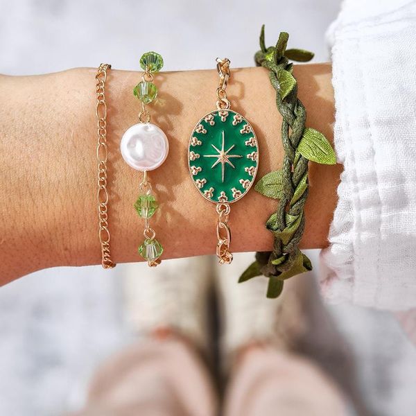huatang boho green crystal pearls charms bracelet set for women multilayer enamel oval woven rope adjustable cuff female jewelry charm brace, Golden;silver
huatang boho green crystal pearls charms bracelet set for women multilayer enamel oval woven rope adjustable cuff female jewelry charm brace, Golden;silver