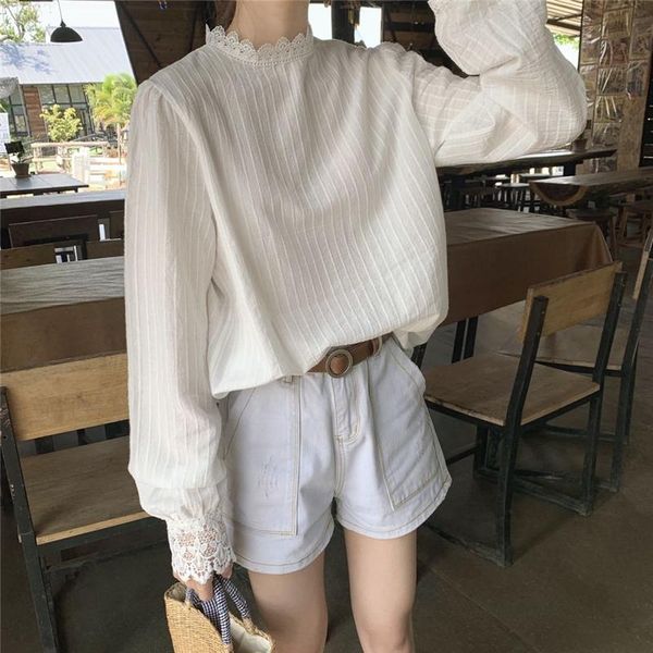 women's blouses & shirts 2021 autumn lace neck cuff stitching cotton texture long-sleeved white loose casual shirt korean arrival for
women's blouses & shirts 2021 autumn lace neck cuff stitching cotton texture long-sleeved white loose casual shirt korean arrival for