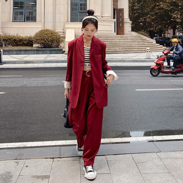 women's two piece pants spring fall red suits women fashion elegant 2 set blazer and office lady loose korean suit coat wide leg 9188, White
women's two piece pants spring fall red suits women fashion elegant 2 set blazer and office lady loose korean suit coat wide leg 9188, White