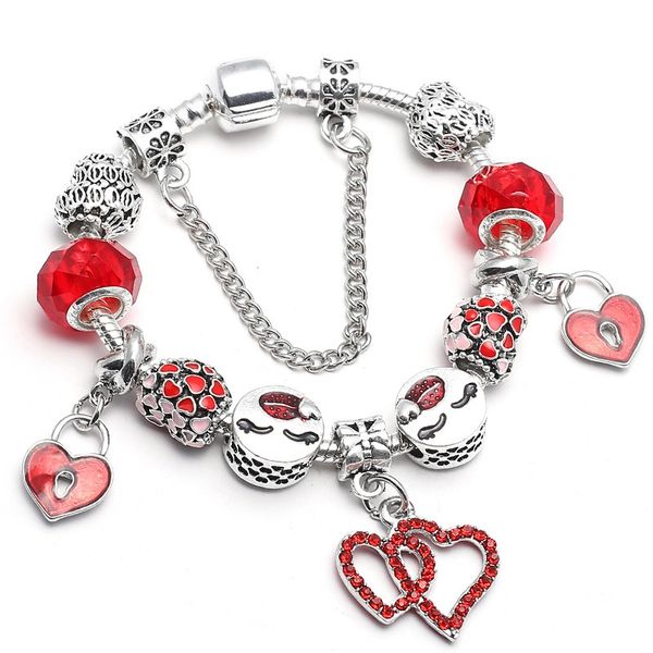 16-21cm new charm bracelet 925 silver fit pandora european bracelets double heart red enamel smiley face heart charm bead accessories diy je, Black
16-21cm new charm bracelet 925 silver fit pandora european bracelets double heart red enamel smiley face heart charm bead accessories diy je, Black