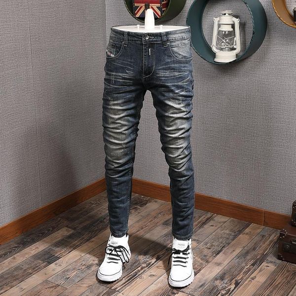 men's jeans italian vintage fashion men retro blue elastic cotton slim ripped distressed designer denim pants
men's jeans italian vintage fashion men retro blue elastic cotton slim ripped distressed designer denim pants
