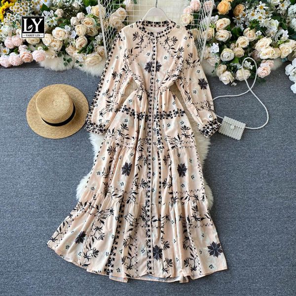 dresses autumn women vintage print dresses long sleeve stand collar single breasted ruffles high waist slim dress, Black;gray
dresses autumn women vintage print dresses long sleeve stand collar single breasted ruffles high waist slim dress, Black;gray