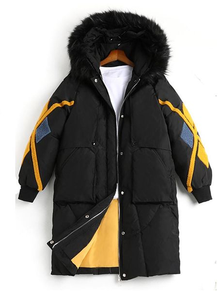 large size women's cotton-padded jacket, big fur collar coat, winter wear, fat sister, medium and long style export trade down & parkas, Black 
large size women's cotton-padded jacket, big fur collar coat, winter wear, fat sister, medium and long style export trade down & parkas, Black