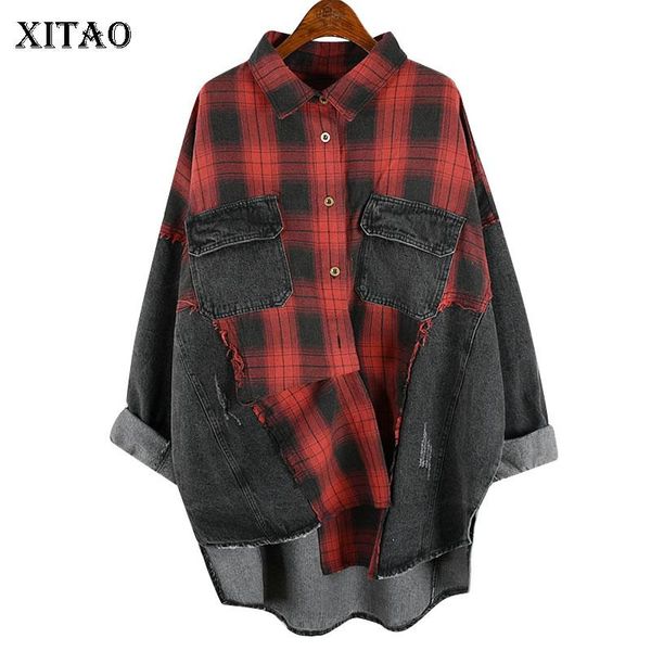 women's blouses & shirts xitao hit color patchwork plaid denim blouse women clothes 2021 spring plus size pocket turn down collar shirt, White
women's blouses & shirts xitao hit color patchwork plaid denim blouse women clothes 2021 spring plus size pocket turn down collar shirt, White
