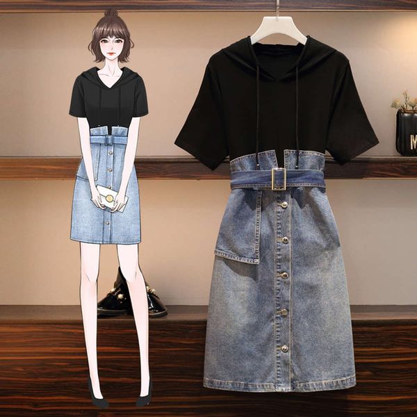 casual dresses dress large women's spring and summer fat foreign style show thin cover meat age reduction denim stitching l85t, Black;gray
casual dresses dress large women's spring and summer fat foreign style show thin cover meat age reduction denim stitching l85t, Black;gray
