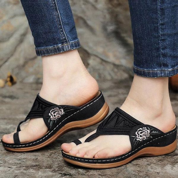 women slippers summer shoes for flip flops embroidered wedges heels sandals slides female pantuflas, Black
women slippers summer shoes for flip flops embroidered wedges heels sandals slides female pantuflas, Black