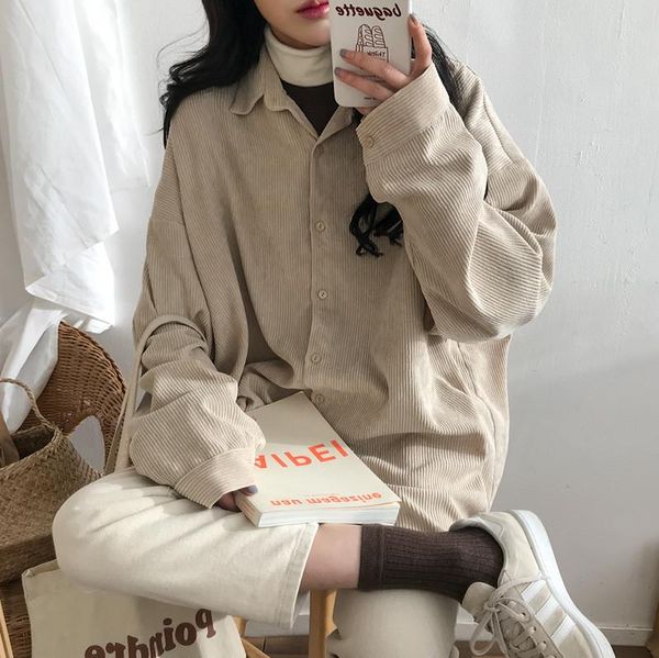 women's jackets single breasted female blouse long sleeve solid outwear 2021 women winter corduroy vintage coats autumn loose ladies, Black;brown
women's jackets single breasted female blouse long sleeve solid outwear 2021 women winter corduroy vintage coats autumn loose ladies, Black;brown