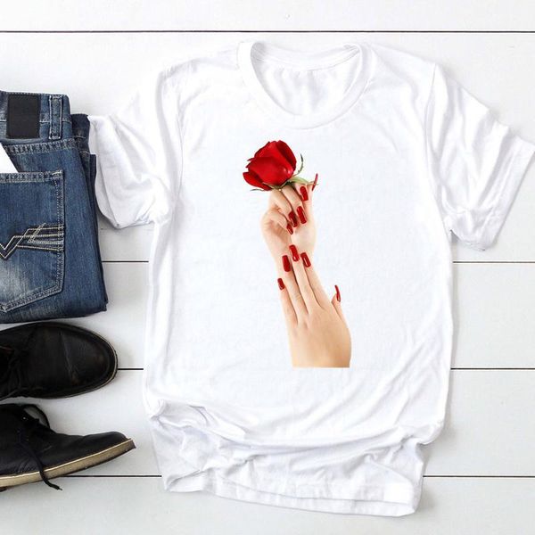 women's t-shirt women short sleeve flower finger nail ladies fashion cartoon summer lady print tee graphic t female tshirts clothes, White
women's t-shirt women short sleeve flower finger nail ladies fashion cartoon summer lady print tee graphic t female tshirts clothes, White