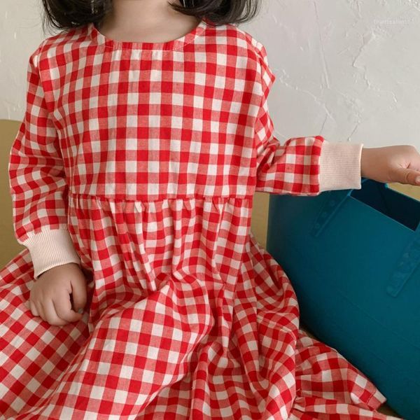 girl's dresses korean style children's clothing spring and autumn plaid dress, baby mid-length dress1, Red;yellow
girl's dresses korean style children's clothing spring and autumn plaid dress, baby mid-length dress1, Red;yellow