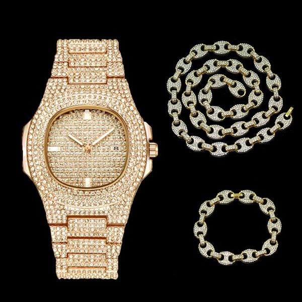 Earrings & Necklace Hip Hop Bling Gold Luxury Watch Full Iced Coffee Beans 18" 8" Bracelet Jewelry Gift Set, Silver
Earrings & Necklace Hip Hop Bling Gold Luxury Watch Full Iced Coffee Beans 18" 8" Bracelet Jewelry Gift Set, Silver