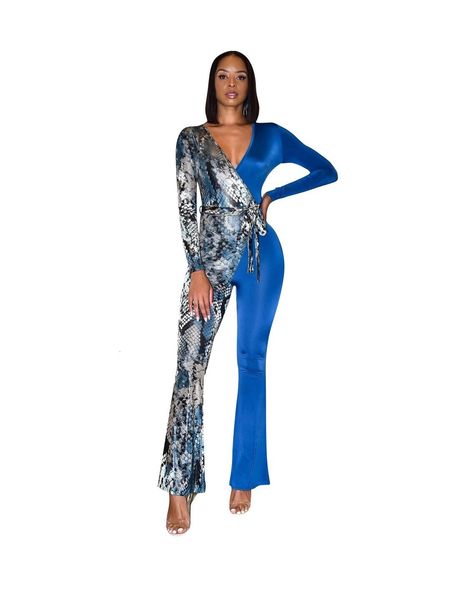 est trendy snake pattern women jumpsuits fashion printing patchwork deep v neck long sleeves sash flare rompers party wear, Black;white
est trendy snake pattern women jumpsuits fashion printing patchwork deep v neck long sleeves sash flare rompers party wear, Black;white