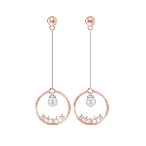 fashion circle inlaid zircon long pearl earrings dangle & chandelier, Silver
fashion circle inlaid zircon long pearl earrings dangle & chandelier, Silver