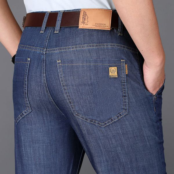 a 142 summer thin kind of high-end jeans men straight loose father elderly tall waist trousers elastic thin summer, Blue
a 142 summer thin kind of high-end jeans men straight loose father elderly tall waist trousers elastic thin summer, Blue