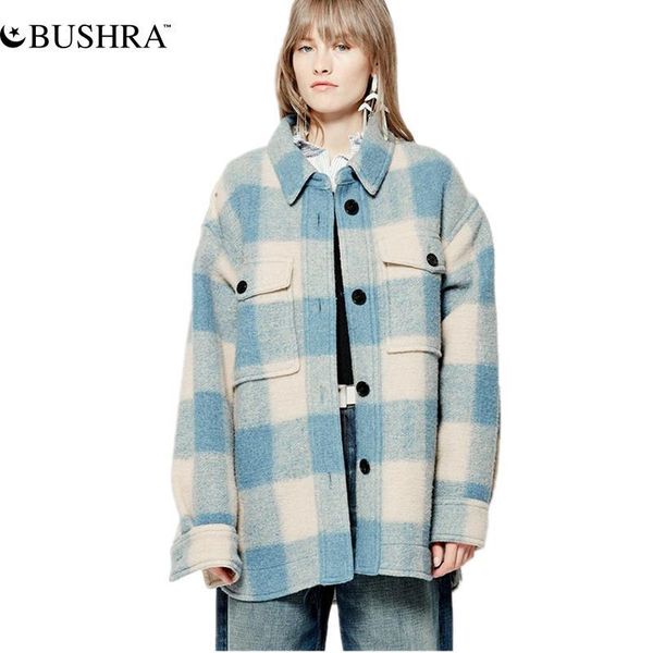 women's wool & blends bushra winter plaid woolen cloth coat single breasted casual overcoat pocket jacket autumn vintage 2021 fashion, Black
women's wool & blends bushra winter plaid woolen cloth coat single breasted casual overcoat pocket jacket autumn vintage 2021 fashion, Black