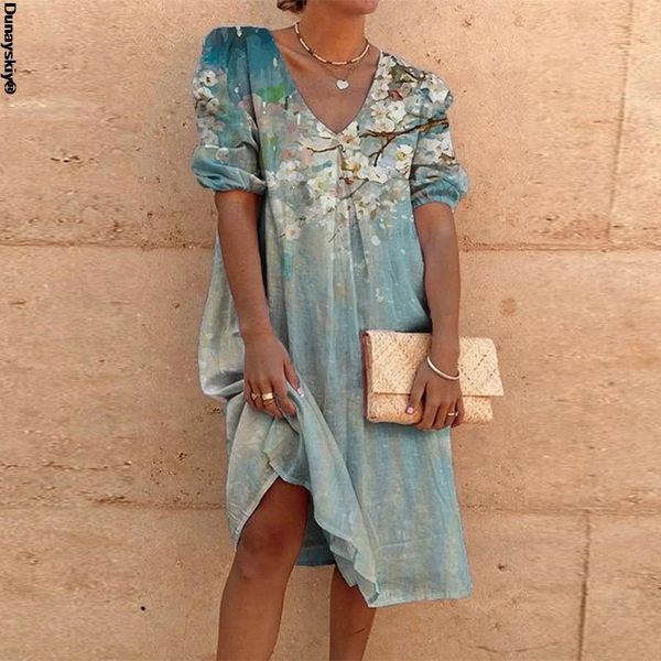 party dresses summer casual v-neck print loose dress women mid-calf elegant lady puff sleeve large size xxxl outdoor wear vestido, White;black
party dresses summer casual v-neck print loose dress women mid-calf elegant lady puff sleeve large size xxxl outdoor wear vestido, White;black