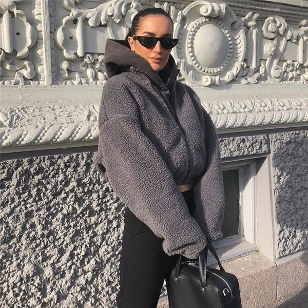 women's jackets gray short crop faux wool jacket sweater for woman 2021 autumn winter designer luxury female clothing jumper, Black;brown
women's jackets gray short crop faux wool jacket sweater for woman 2021 autumn winter designer luxury female clothing jumper, Black;brown