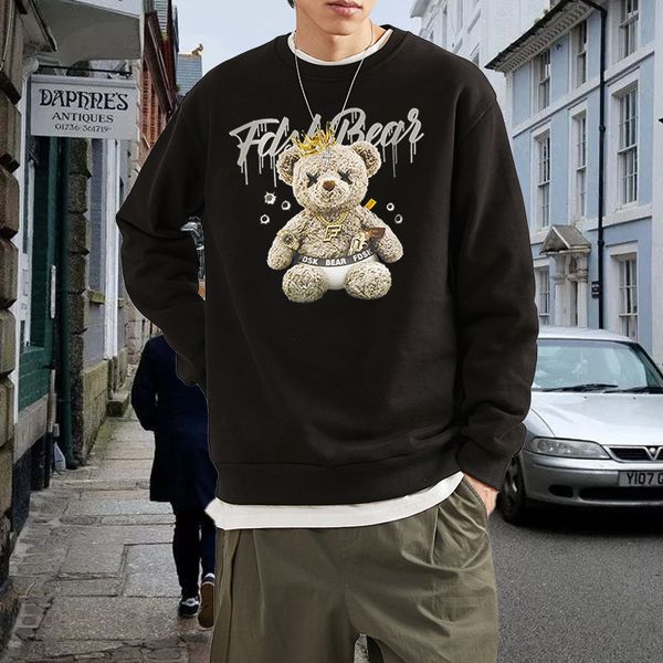 autumn new sweater men's letter bear print long sve sweater, Black
autumn new sweater men's letter bear print long sve sweater, Black