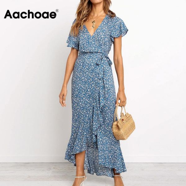 long maxi dress women summer bohemian wrap floral print beach dress v neck split short sleeve ruffles sundress vestidos, Black;white
long maxi dress women summer bohemian wrap floral print beach dress v neck split short sleeve ruffles sundress vestidos, Black;white
