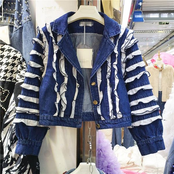 spring and autumn lapel puff sleeve single-breasted denim jacket women patchwork racked pattern short loose coat female women's jackets, Black;brown
spring and autumn lapel puff sleeve single-breasted denim jacket women patchwork racked pattern short loose coat female women's jackets, Black;brown