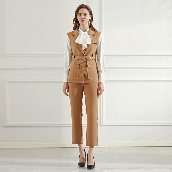 drawer's women's ensembles white autumn streamer arches shirts jackets pants three-piece suit office, Black;brown
drawer's women's ensembles white autumn streamer arches shirts jackets pants three-piece suit office, Black;brown