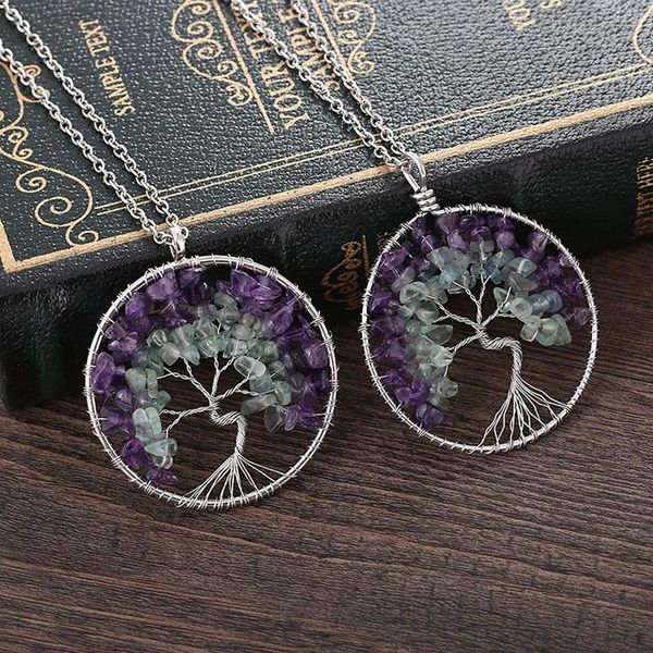 chains amethyst fluorite tree of life necklace pendant fortune braided hand-wound lady charm jewelry making gift crafts, Silver
chains amethyst fluorite tree of life necklace pendant fortune braided hand-wound lady charm jewelry making gift crafts, Silver