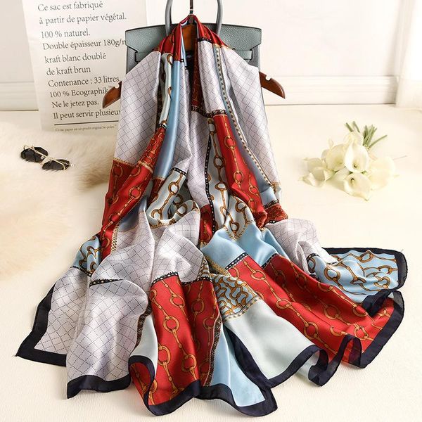 summer sunscreen beach hijab fashion color matching shawls and wraps women 180x90cm silk scarf female echarpe designer bandana scarves, Blue;gray
summer sunscreen beach hijab fashion color matching shawls and wraps women 180x90cm silk scarf female echarpe designer bandana scarves, Blue;gray