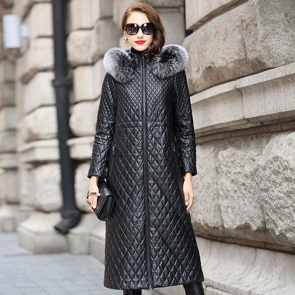 women's leather & faux real fur hooded coat genuine -long jacket women female causal sheepskin overcoat plus size m-4xl, Black
women's leather & faux real fur hooded coat genuine -long jacket women female causal sheepskin overcoat plus size m-4xl, Black