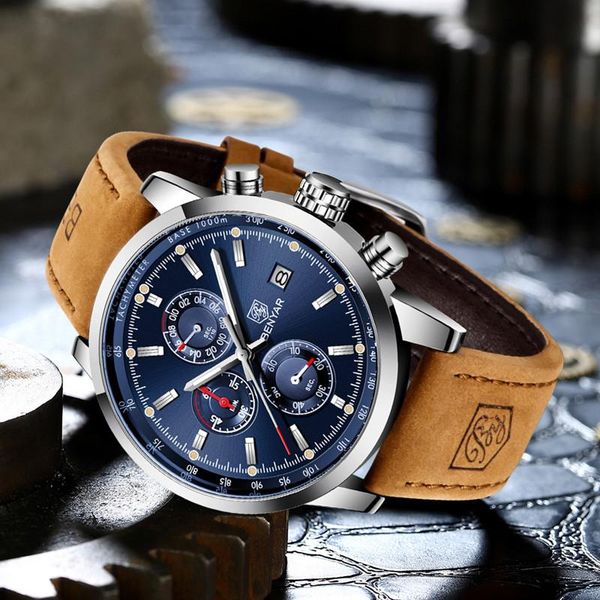 wristwatches benyar 2021 mens watches quartz chronograph watch men fashion military sport leather clock reloj hombre, Slivery;brown
wristwatches benyar 2021 mens watches quartz chronograph watch men fashion military sport leather clock reloj hombre, Slivery;brown